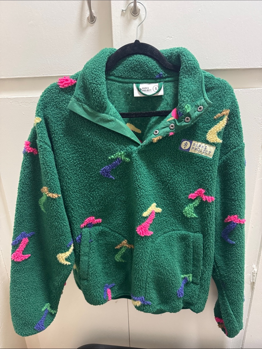 Parks Project green Sherpa Pullover with Mushrooms